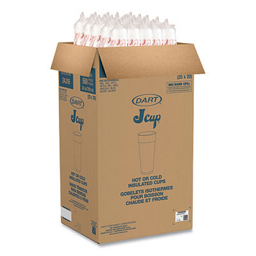 Dart Coca-Cola Foam Cups, 24 oz, White/Red, 20/Bag, 25 Bags/Carton (24J16C)