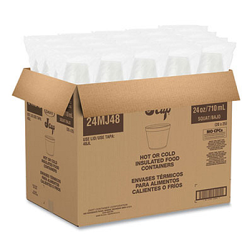 Dart Foam Containers, 24 oz, White, 25/Bag, 20 Bags/Carton (24MJ48)
