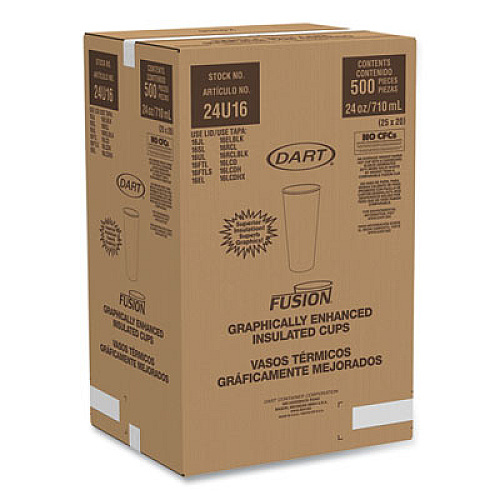 Dart Fusion Escape Foam Hot/Cold Cups, 24 oz, Brown/Black, 500/Carton (24U16ESC)