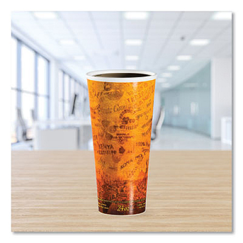 Dart Fusion Escape Foam Hot/Cold Cups, 24 oz, Brown/Black, 500/Carton (24U16ESC)