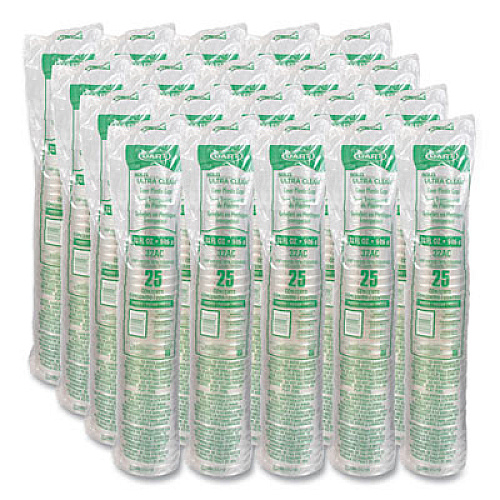 Dart Ultra Clear Pedestal PET Cups, 32 oz, Plastic, Clear, 25/Bag, 20 Bags/Carton (32AC)