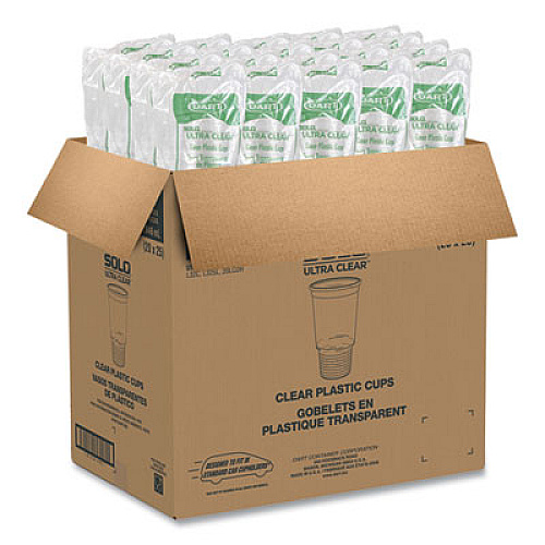 Dart Ultra Clear Pedestal PET Cups, 32 oz, Plastic, Clear, 25/Bag, 20 Bags/Carton (32AC)