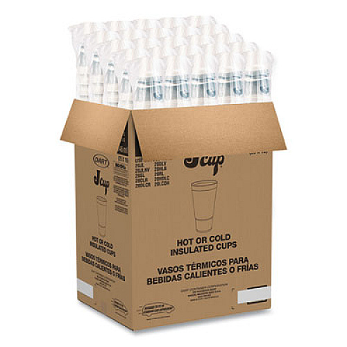Dart Horizon Hot/Cold Foam Drinking Cups, 32 oz, White/Teal, 16/Bag, 25 Bags/Carton (32AJ20H)