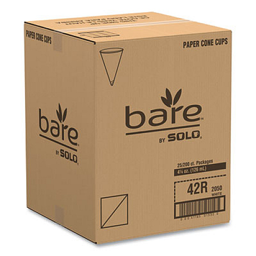 SOLO Cone Water Cups, ProPlanet Seal, 4.25 oz, Paper, White, 200/Bag, 25 Bags/Carton (42R2050)