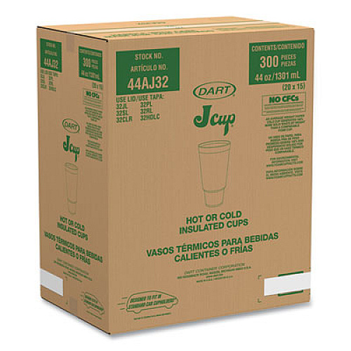 Dart Coca-Cola Foam Cups, 44 oz, White/Red, 20/Bag, 15 Bags/Carton (44AJ32C)