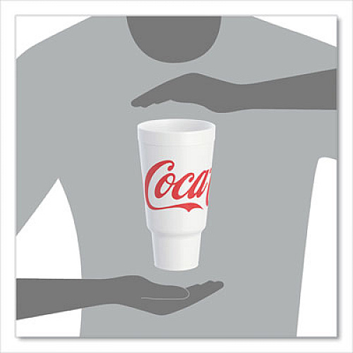 Dart Coca-Cola Foam Cups, 44 oz, White/Red, 20/Bag, 15 Bags/Carton (44AJ32C)