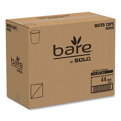SOLO Bare Eco-Forward Treated Paper Cold Cups, ProPlanet Seal, 3 oz, Bare Design, 100/Sleeve, 50 Sleeves/Carton (44BB)