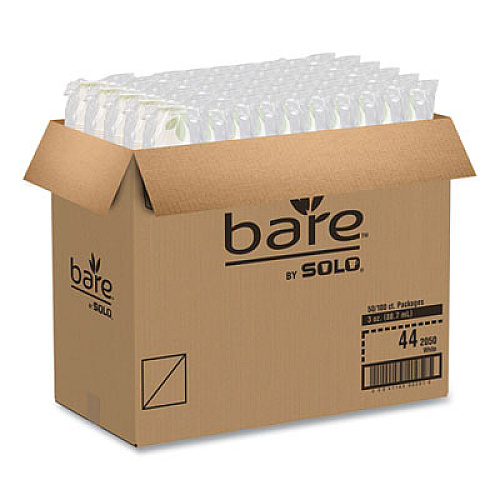 SOLO Bare Eco-Forward Treated Paper Cold Cups, ProPlanet Seal, 3 oz, Bare Design, 100/Sleeve, 50 Sleeves/Carton (44BB)