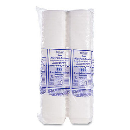Dart Foam Hinged Lid Containers, 5.38 x 5.5 x 2.88, White, 500/Carton (50HT1)