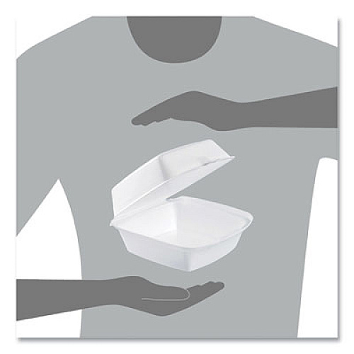 Dart Foam Hinged Lid Containers, 6 x 5.78 x 3, White, 500/Carton (60HT1)