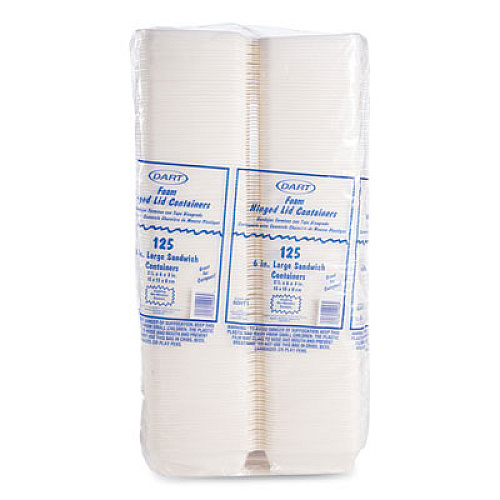Dart Foam Hinged Lid Containers, 6 x 5.78 x 3, White, 500/Carton (60HT1)
