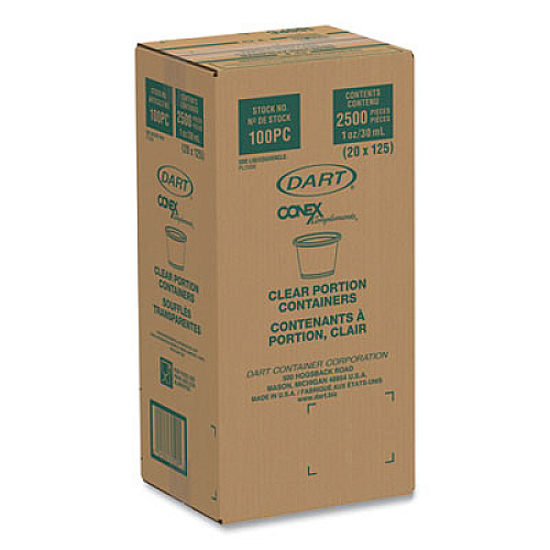 Dart Conex Complements Portion/Medicine Cups, 1 oz, Plastic, Clear, 125/Bag, 20 Bags/Carton (100PC)