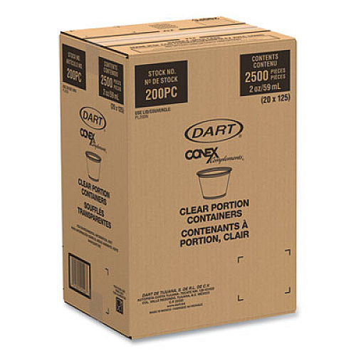 Dart Conex Complements Portion/Medicine Cups, 2 oz, Plastic, Clear, 125/Bag, 20 Bags/Carton (200PC)