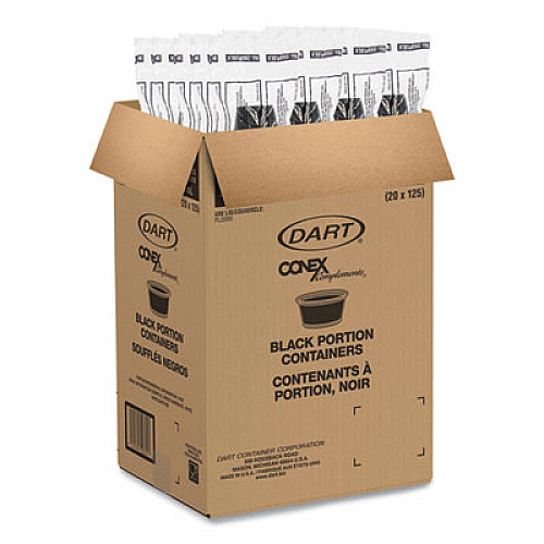Dart Conex Complements Portion/Medicine Cups, 2 oz, Plastic, Black, 125/Bag, 20 Bags/Carton (200PCBLK)