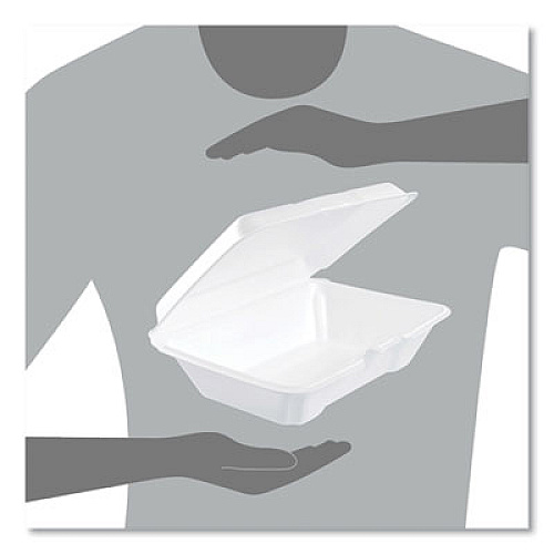 Dart Foam Hinged Lid Containers, 6.4 x 9.3 x 2.9, White, 100/Pack, 2 Packs/Carton (205HT1)