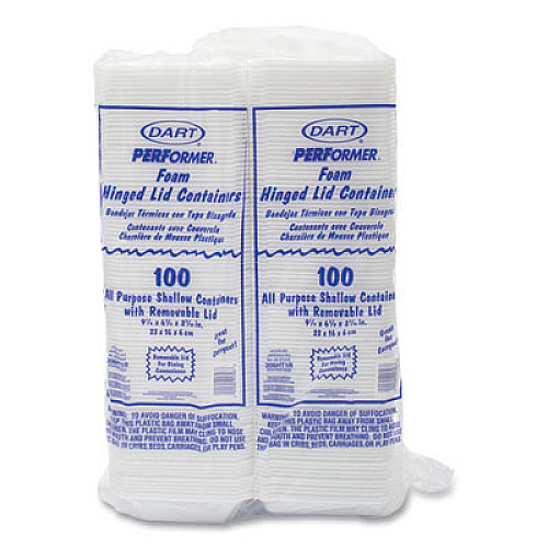 Dart Foam Hinged Lid Containers, 6.4 x 9.3 x 2.6, White, 200/Carton (206HT1R)