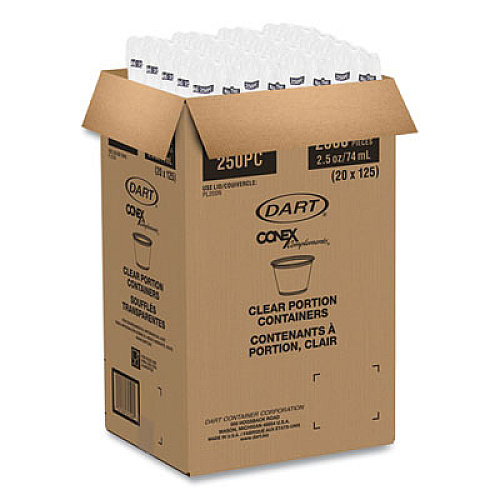 Dart Conex Complements Portion/Medicine Cups, 2.5 oz, Plastic, Clear, 125/Bag, 20 Bags/Carton (250PC)