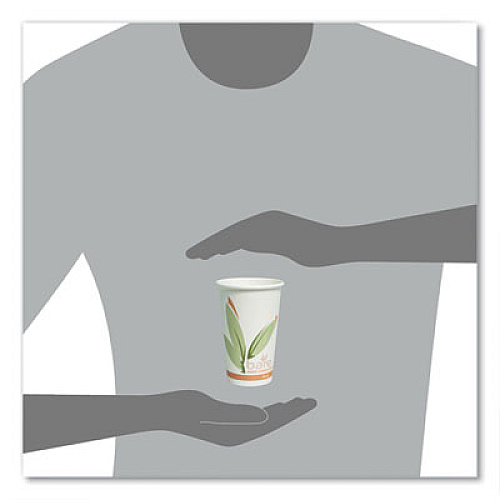 SOLO Bare Eco-Forward Recycled Content PCF Paper Hot Cups, ProPlanet Seal, 16 oz, Green/White/Beige, 1,000/Carton (316RC)