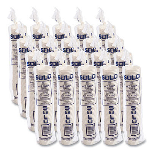 SOLO Single-Sided Poly Paper Hot Cups, 4 oz, White, 50 Bag, 20 Bags/Carton (374W2050)