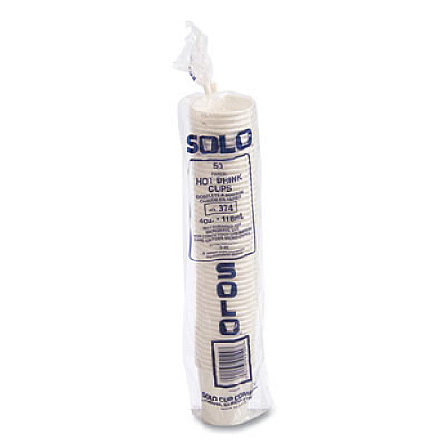 SOLO Single-Sided Poly Paper Hot Cups, 4 oz, White, 50 Bag, 20 Bags/Carton (374W2050)