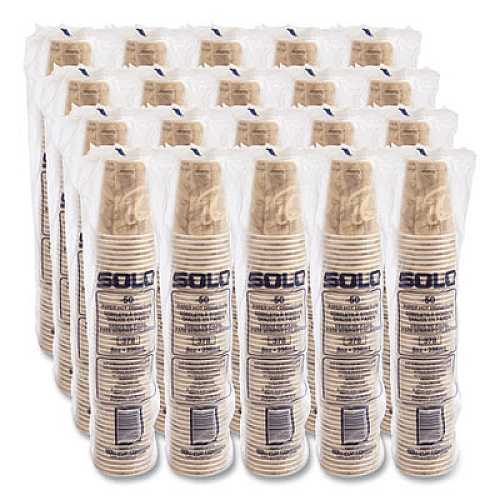 SOLO Mistique Polycoated Hot Paper Cups, 8 oz, Brown, 50/Sleeve, 20 Sleeves/Carton (378MS)
