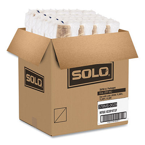 SOLO Mistique Polycoated Hot Paper Cups, 8 oz, Brown, 50/Sleeve, 20 Sleeves/Carton (378MS)