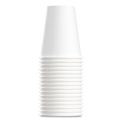 SOLO Single-Sided Poly Paper Hot Cups, 8 oz, White, 50/Bag, 20 Bags/Carton (378W2050)