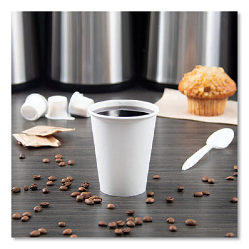 SOLO Single-Sided Poly Paper Hot Cups, 8 oz, White, 50/Bag, 20 Bags/Carton (378W2050)