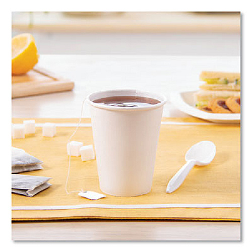 SOLO Single-Sided Poly Paper Hot Cups, 8 oz, White, 50/Bag, 20 Bags/Carton (378W2050)