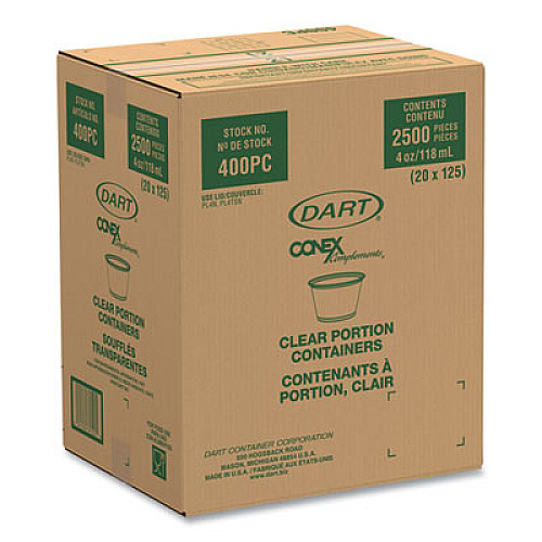 Dart Conex Complements Portion/Medicine Cups, 4 oz, Plastic, Clear, 125/Bag, 20 Bags/Carton (400PC)