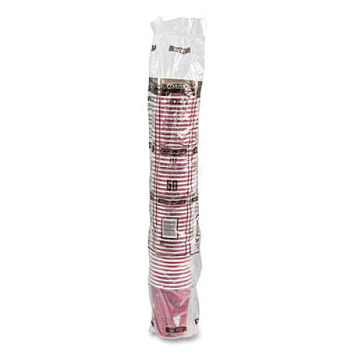 SOLO Paper Hot Drink Cups in Bistro Design, 12 oz, Maroon, 50/Pack (412SINPK)