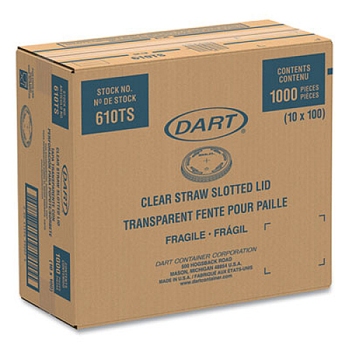 Dart Plastic Cold Cup Lids, Fits 9 oz to 10 oz Cold Cups, Clear, 1,000/Carton (610TS)
