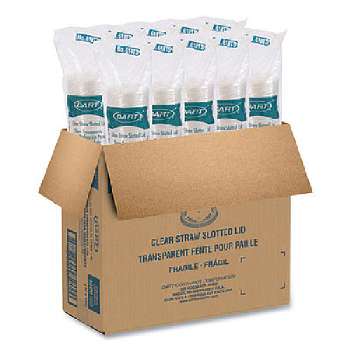 Dart Plastic Cold Cup Lids, Fits 9 oz to 10 oz Cold Cups, Clear, 1,000/Carton (610TS)