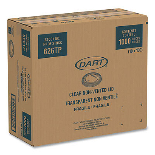 SOLO PETE Plastic Flat Cold Cup Lids, Fits 12 oz to 24 oz Cold Cups, Clear, 1,000/Carton (626TP)