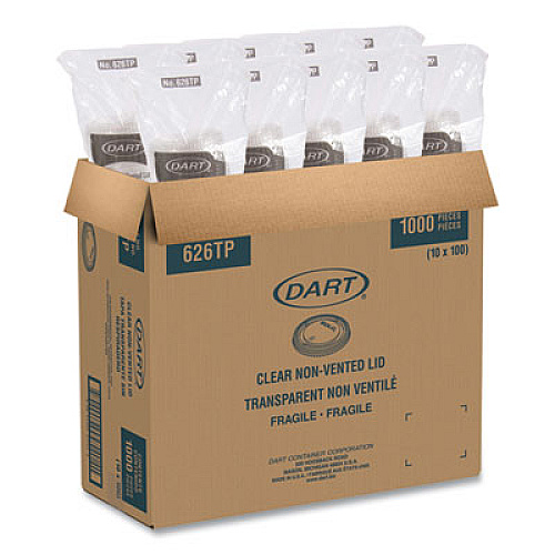 SOLO PETE Plastic Flat Cold Cup Lids, Fits 12 oz to 24 oz Cold Cups, Clear, 1,000/Carton (626TP)