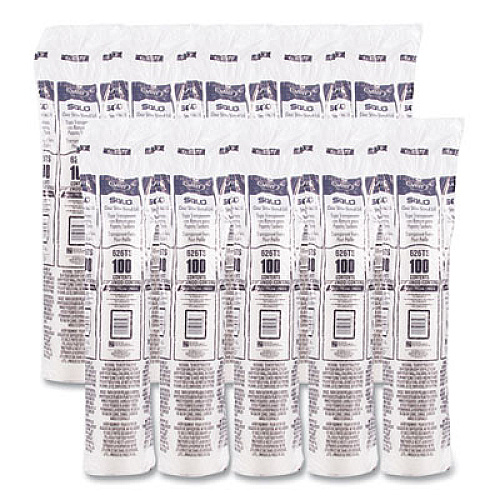 SOLO PETE Flat Straw-Slot Cold Cup Lids, Fits 16 oz to 24 oz Cold Cups, Plastic, Clear, 100/Pack, 10 Packs/Carton (626TSCT)