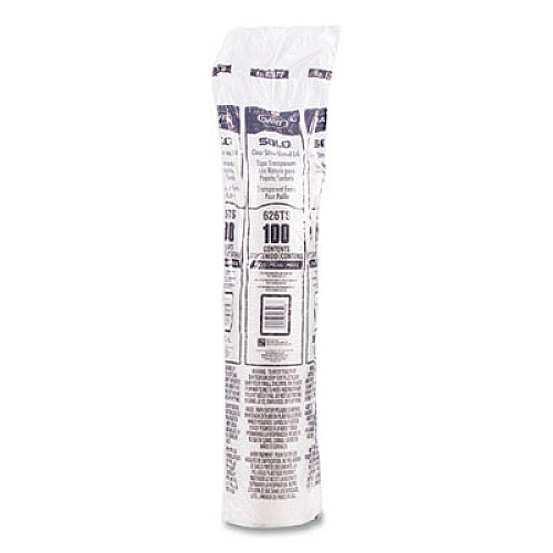 SOLO PETE Flat Straw-Slot Cold Cup Lids, Fits 16 oz to 24 oz Cold Cups, Plastic, Clear, 100/Pack, 10 Packs/Carton (626TSCT)
