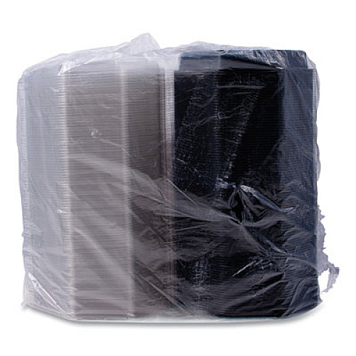 SOLO OctaView Hinged-Lid Cold Food Containers, 9.2 x 9.6 x 2, Black/Clear, Plastic, 100/Carton (864057AP94)
