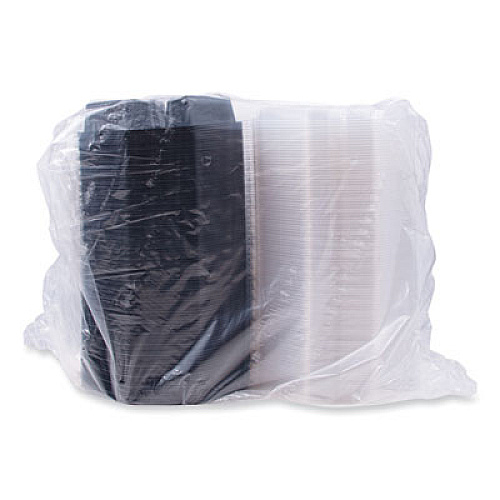 SOLO OctaView Hinged-Lid Cold Food Containers, 3 Compartments, 36 oz, 9.57 x 9.2 x 2.4, Black/Clear, Plastic, 100/Carton (864628PS94)