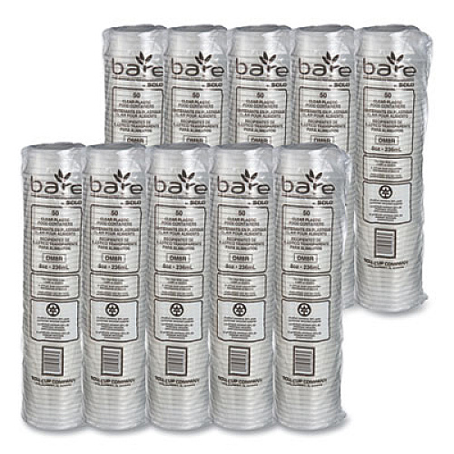 SOLO Bare Eco-Forward RPET Deli Containers, ProPlanet Seal, 8 oz, 4.6" Diameter x 1.8" h, Clear, Plastic, 500/Carton (DM8R)