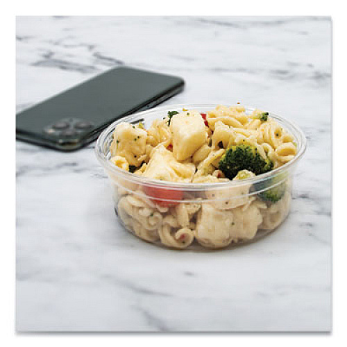 SOLO Bare Eco-Forward RPET Deli Containers, ProPlanet Seal, 8 oz, 4.6" Diameter x 1.8" h, Clear, Plastic, 500/Carton (DM8R)