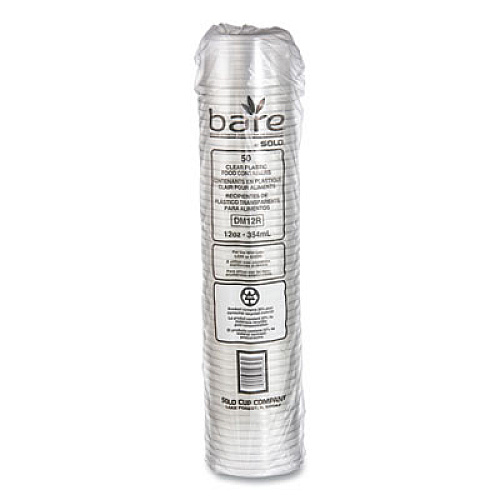 SOLO Bare Eco-Forward RPET Deli Containers, ProPlanet Seal, 12 oz, Clear, Plastic, 50/Pack, 10/Carton (DM12R)
