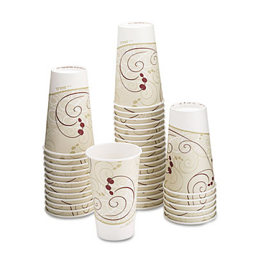 Dart Paper Hot Cups in Symphony Design, 16 oz, Beige, 1,000/Carton (316SMSYM)