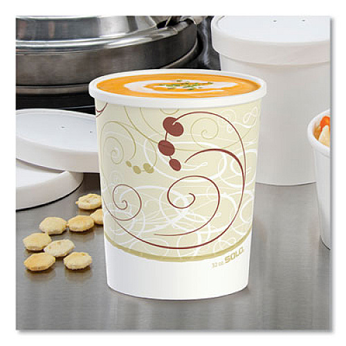 SOLO Flexstyle Double Poly Paper Containers, 32 oz, Symphony Design, Paper, 25/Pack, 20 Packs/Carton (H4325SYM)