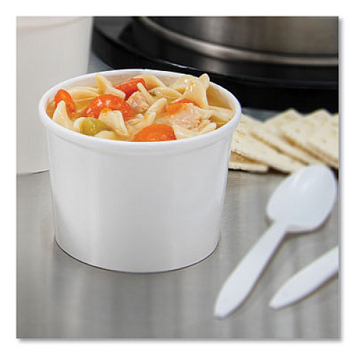 SOLO Flexstyle Double Poly Paper Containers, 12 oz, 3.6" Diameter, White, Paper, 25/Bag, 20 Bags/Carton (HS4125WH)