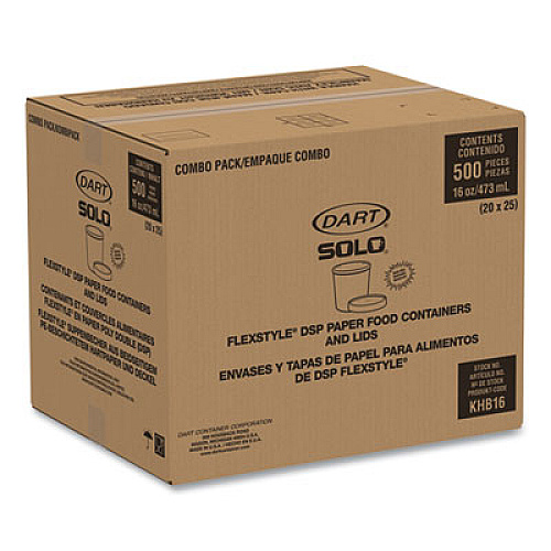 SOLO Flexstyle Double Poly Food Combo Packs, 16 oz, Symphony, Paper, 25 Combos/Sleeve, 10 Sleeves/Carton (KHB16ASYM)