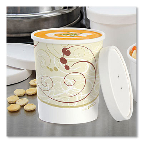 SOLO Flexstyle Double Poly Food Combo Packs, 32 oz, Symphony, Paper, 25 Cups and 25 Lids/Pack, 10 Packs/Carton (KHB32ASYM)