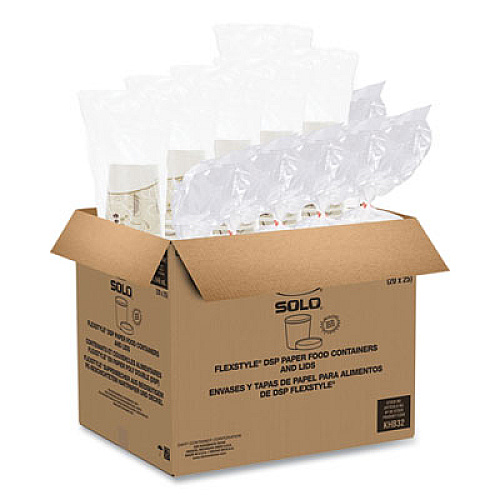 SOLO Flexstyle Double Poly Food Combo Packs, 32 oz, Symphony, Paper, 25 Cups and 25 Lids/Pack, 10 Packs/Carton (KHB32ASYM)