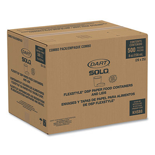 SOLO Flexstyle Double Poly Food Combo Packs, 8 oz, Symphony, Paper, 25/Pack, 10 Packs/Carton (KHSB8ASYM)