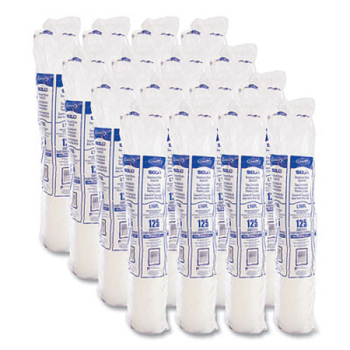 SOLO Polystyrene Plastic Flat Straw-Slot Cold Cup Lids, Fits 12 oz to 24 oz Cold Cups, Plastic, Translucent, 125/Pack, 16 Packs/CT (L16BL)